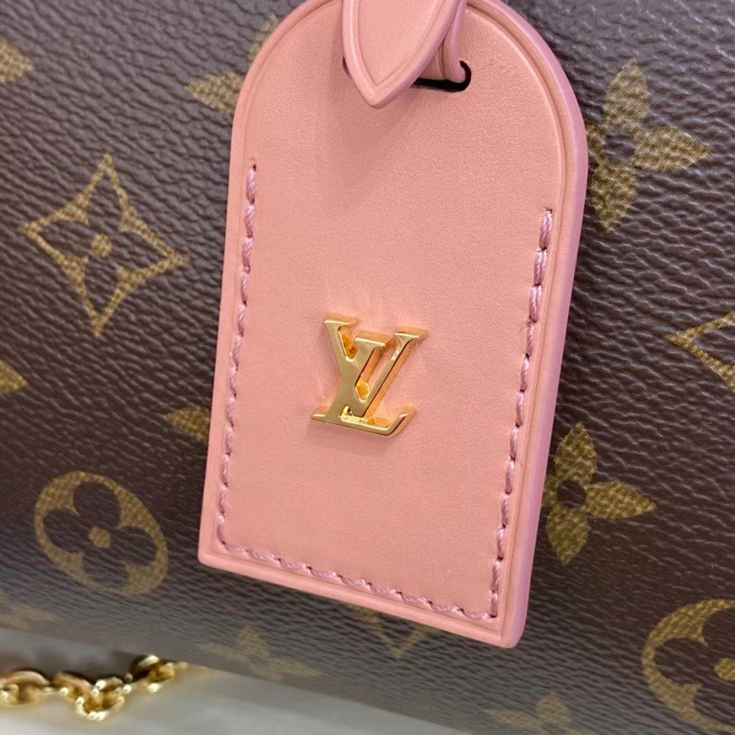 TOP Louis Vuitton LV L*V Petite Malle Souple Monogram Bag 20x14x7.5 CM- Peach