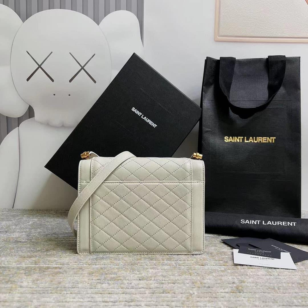 TOP Yves Saint Laurent YSL Mini Quilted Envelope Bag - White