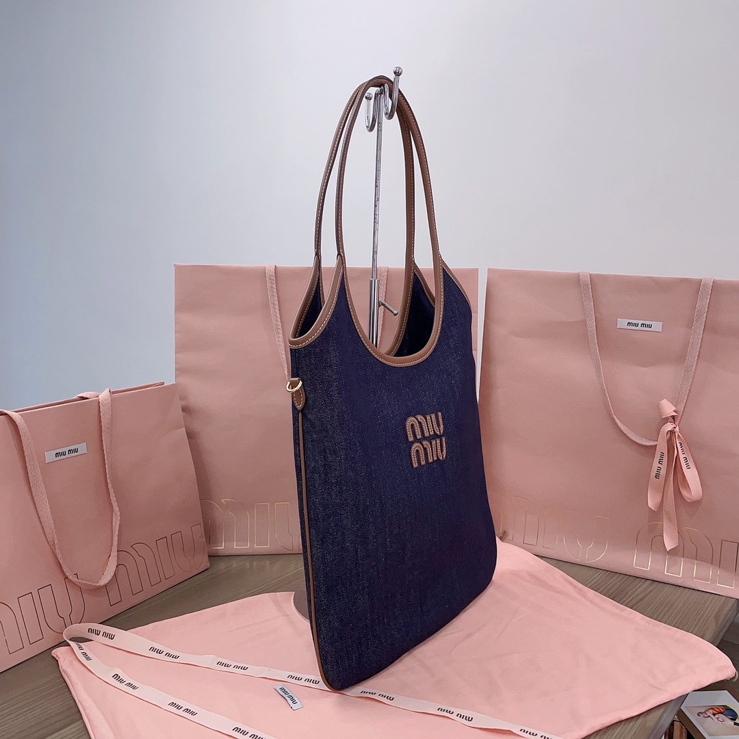 TOP Miu Miu Denim Tote Bags 35x40cm - Denim Blue