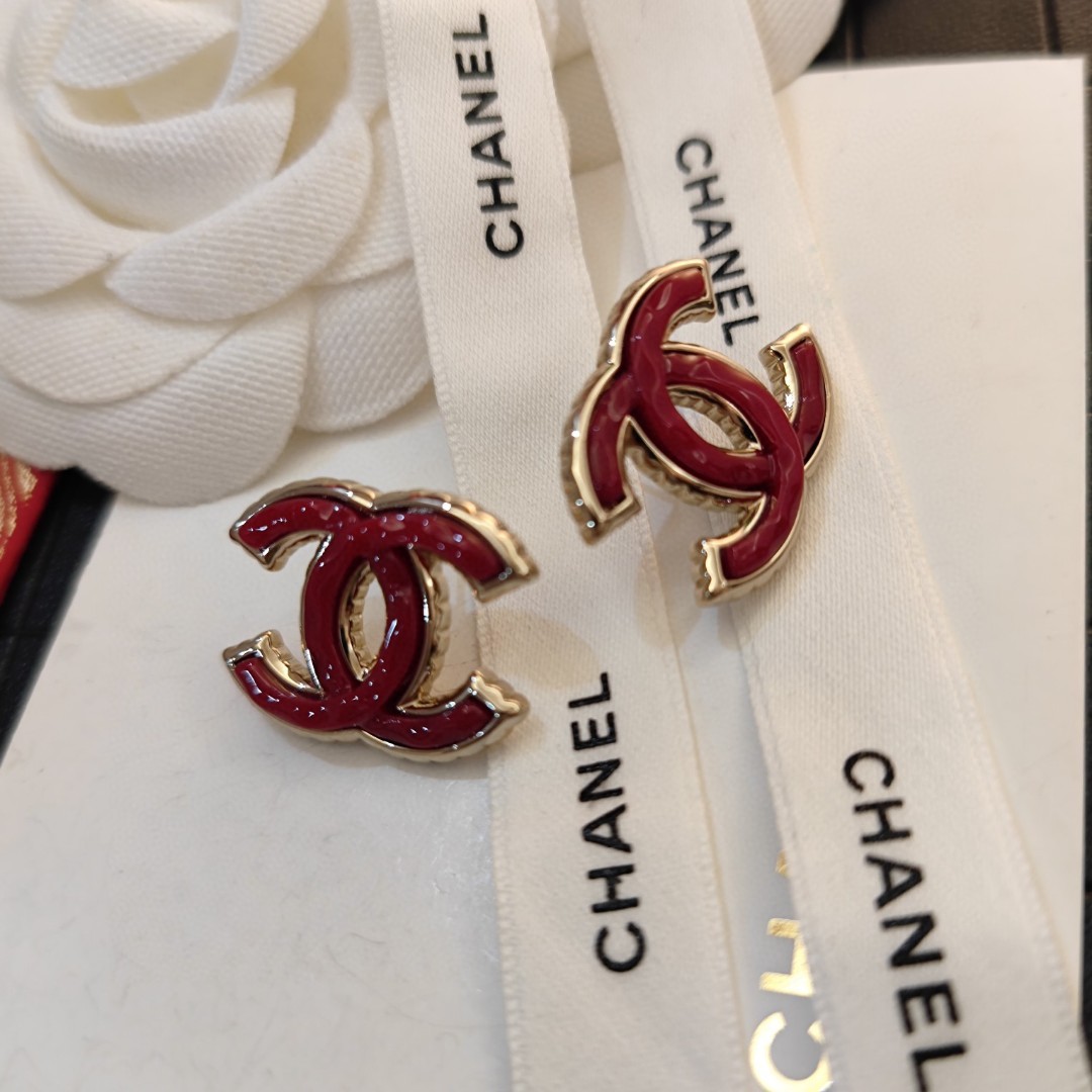 TOP CHANEL CC Earrings-Red