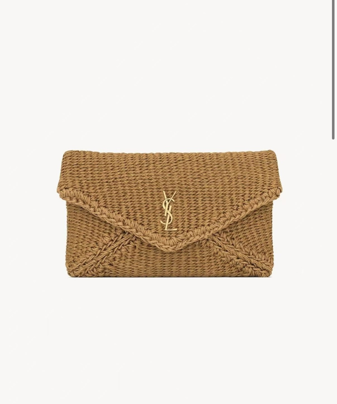 TOP Yves Saint Laurent YSL Le Woven Envelope Clutch Bag 29.5×18×4.5cm - Brown