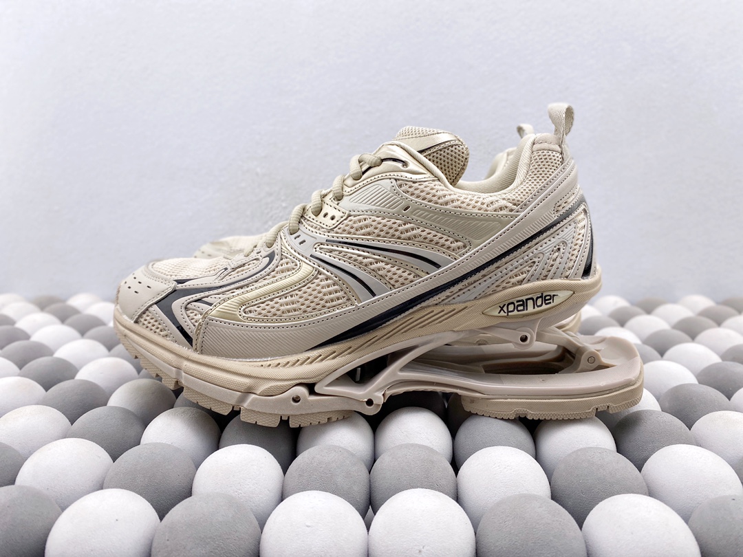 BALENCIAGA Xpander Chunky Sneakers, Beige Mesh Retro Futuristic Running Shoes, Unisex Fashion Casual Sneaker