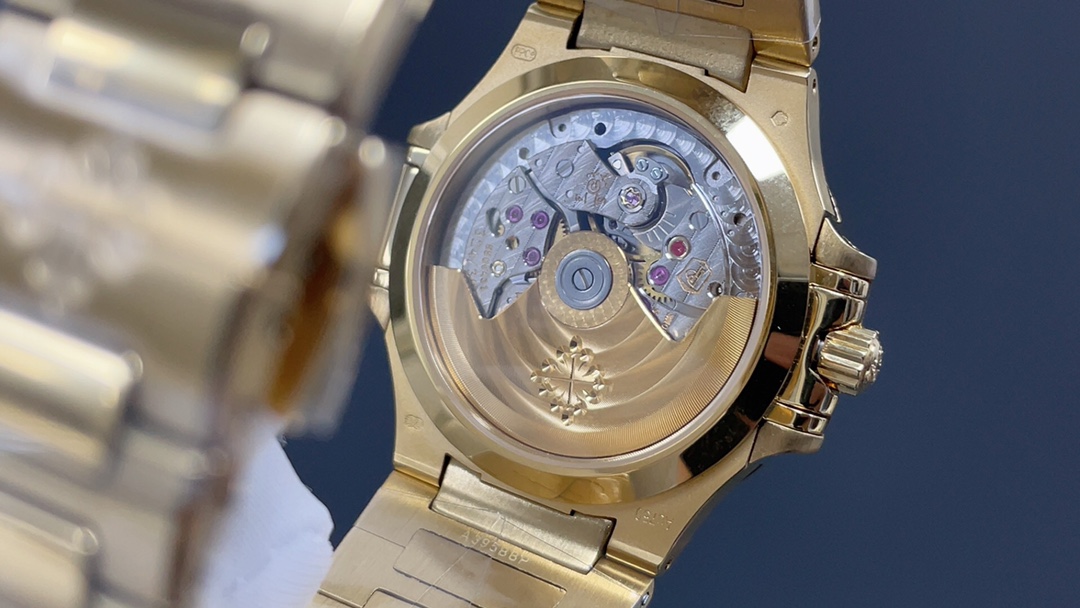 PATEK PHILIPPE Nautilus Yellow Gold Diamond Bezel Automatic Mechanical Men's Watch, Gold Dial Luxury Steel Wristwatch