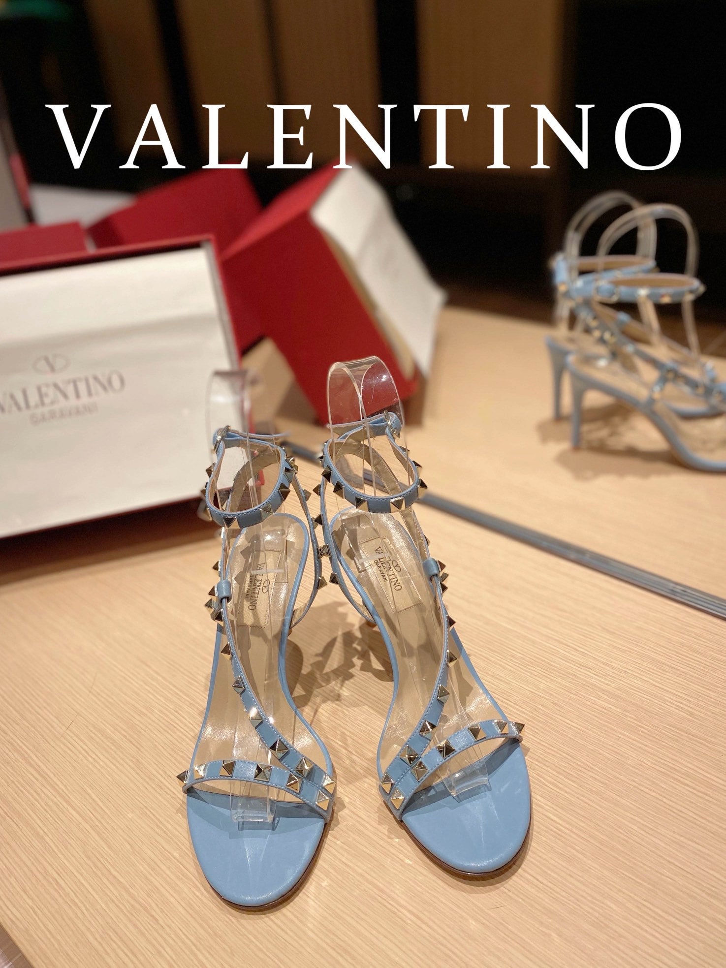 TOP VALENTINO  R0ckstud Asymmetrical Slingback Sandal - Blue