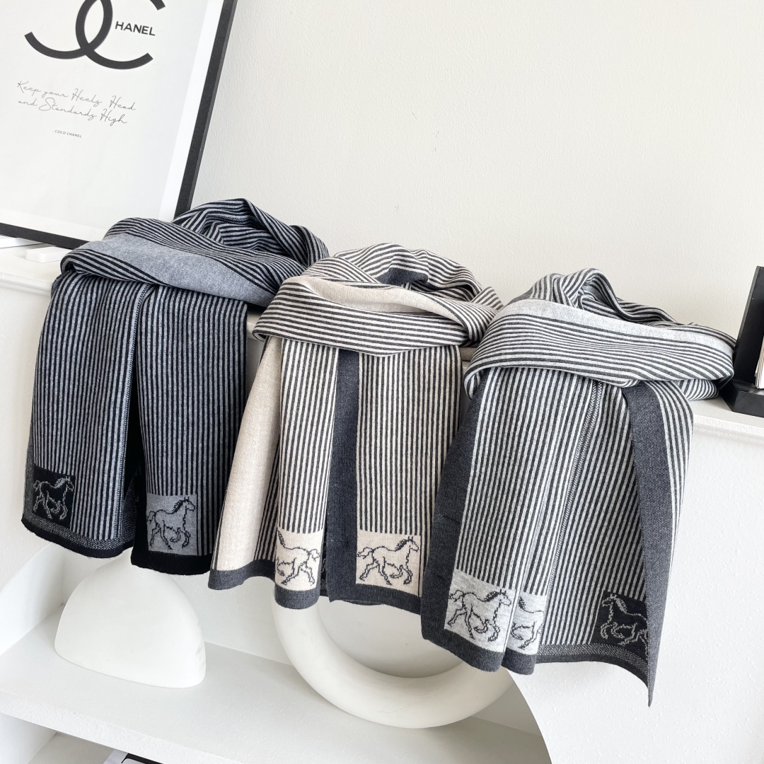 TOP HERMES Cashmere Scarf 32x180cm - 3 Colors