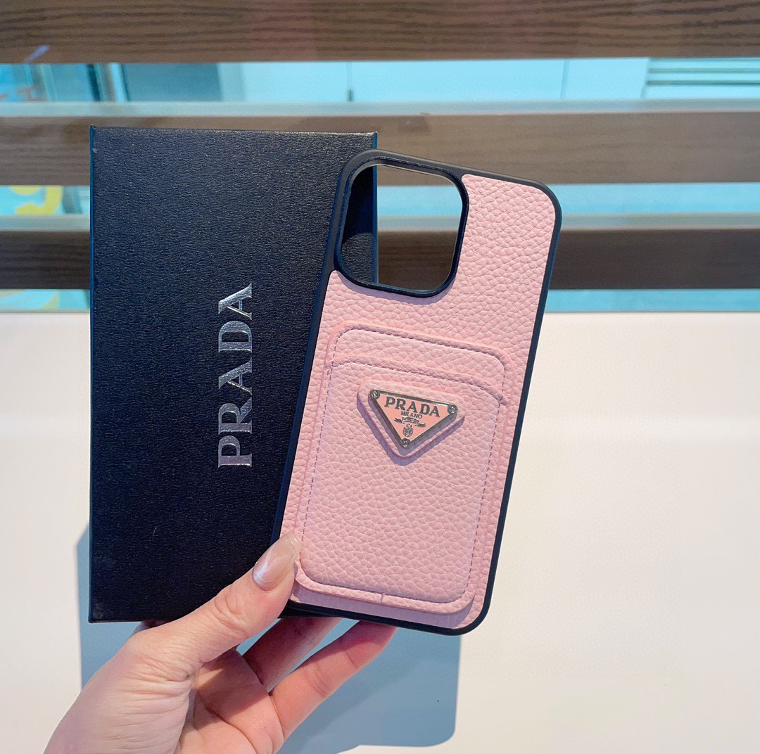 Prada  Pebbled Leather Phone Case (Replica)