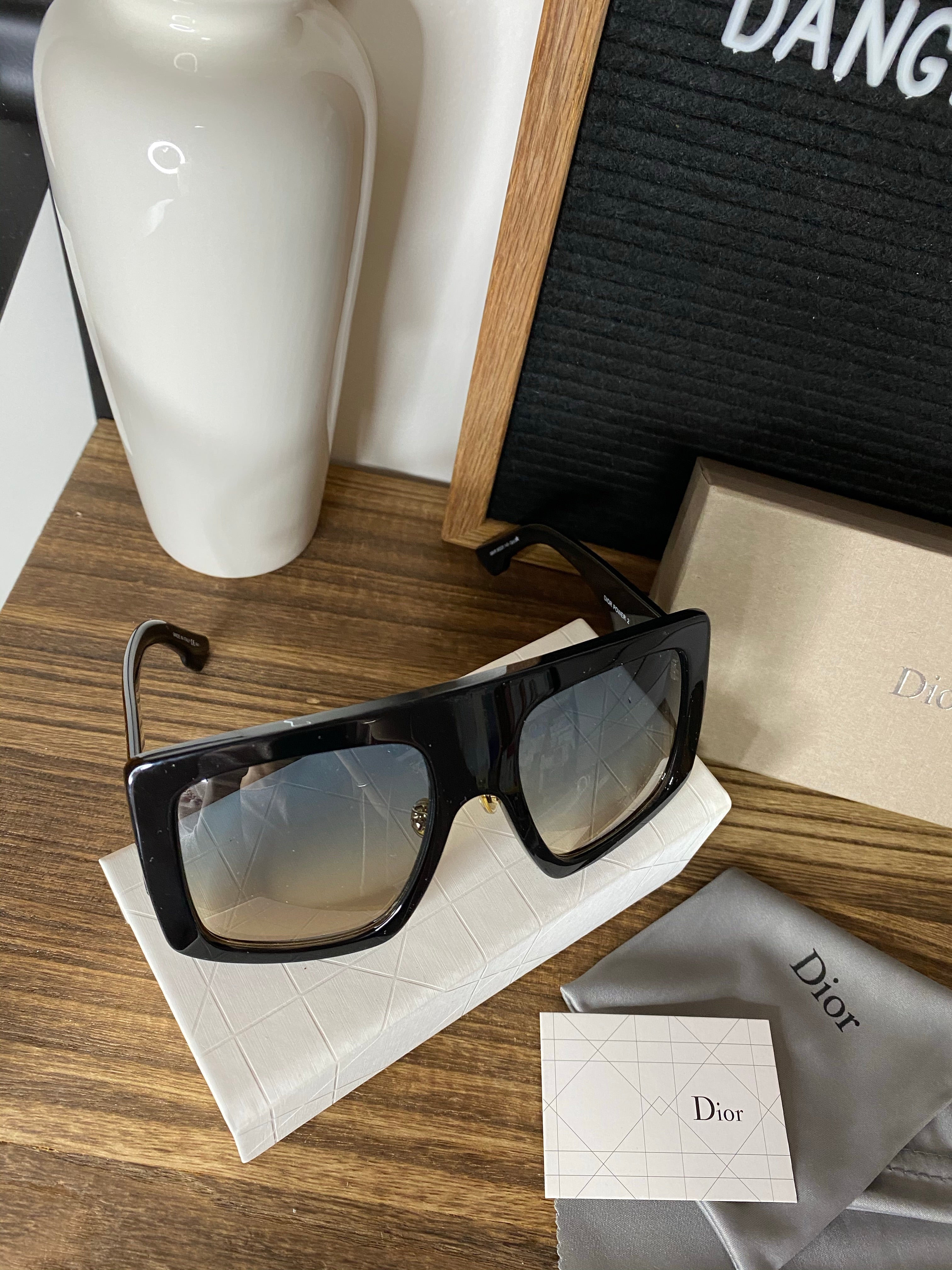 TOP Christian Dior CD Solight Square Sunglasses  - BLACK