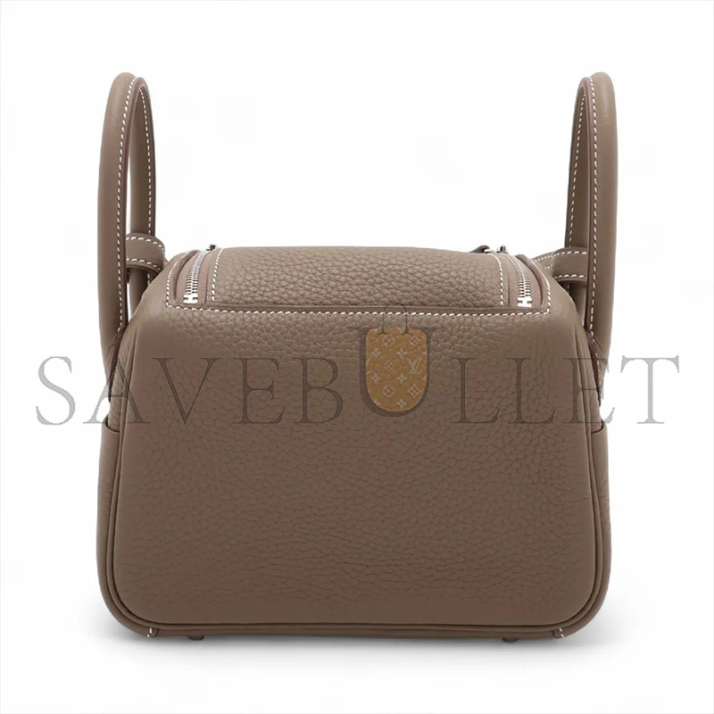 HERMÈS MASTER MINI LINDY IITAURILLON CLEMENCE ETOUPE SILVER METAL FITTINGS (19*13*9.5cm)