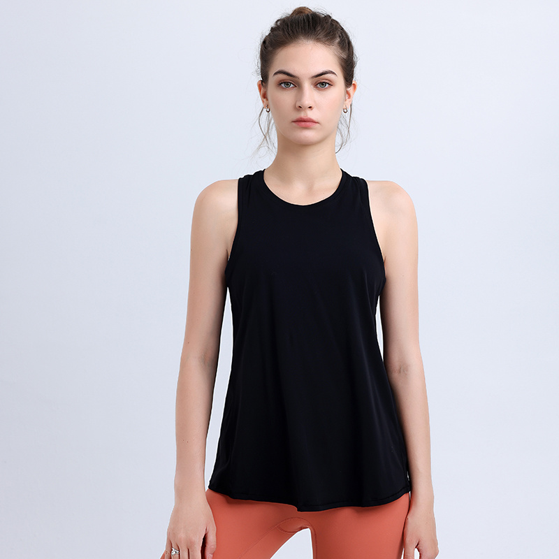 Womens Split Open Back Crew Neck Tank Top Cut Out Sleeveless