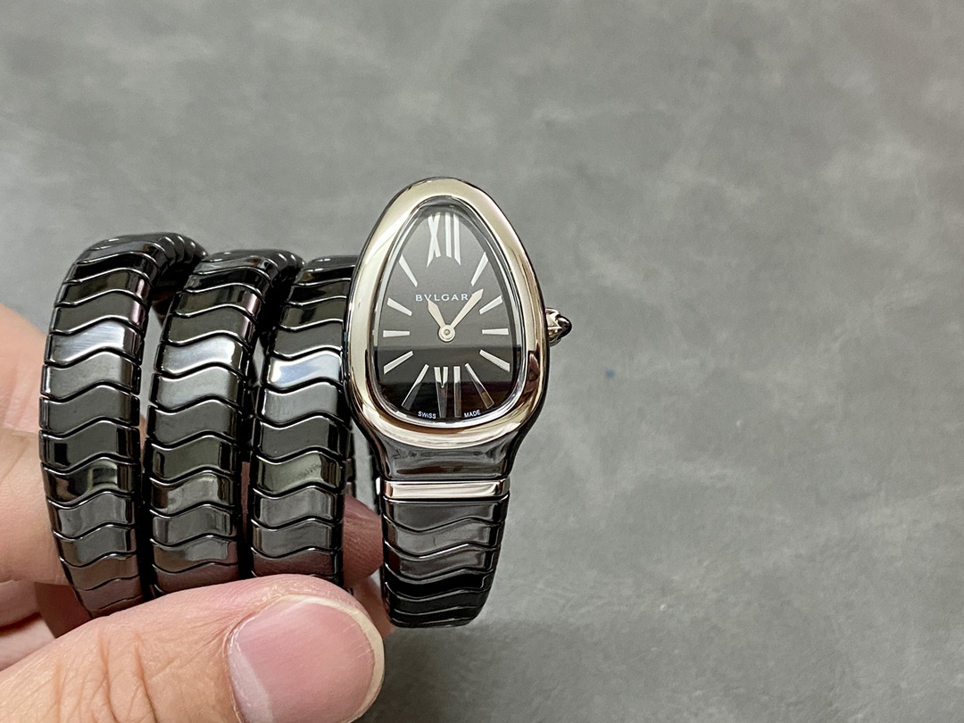 Top BVLGARI Serpenti Spiga 35 Watch- Black