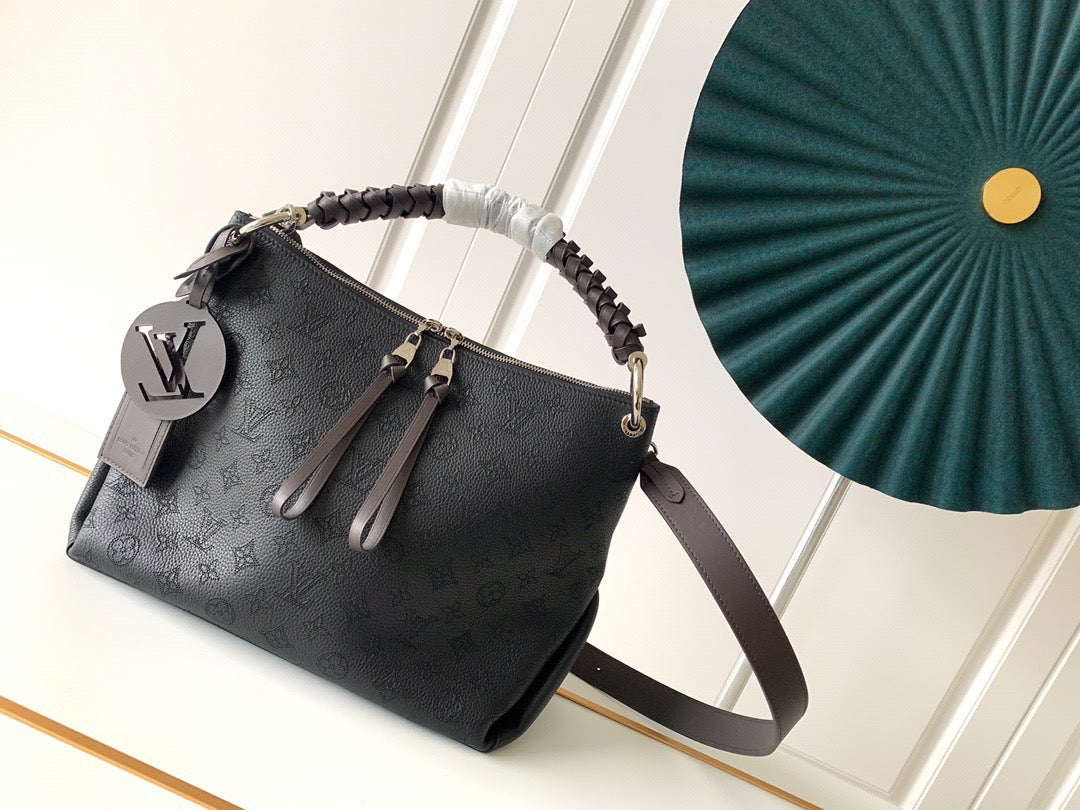 TOP Louis Vuitton LV L*V Mahina Beauborg MM Leather Bag 32.0*26.0*17.0 cm- Black