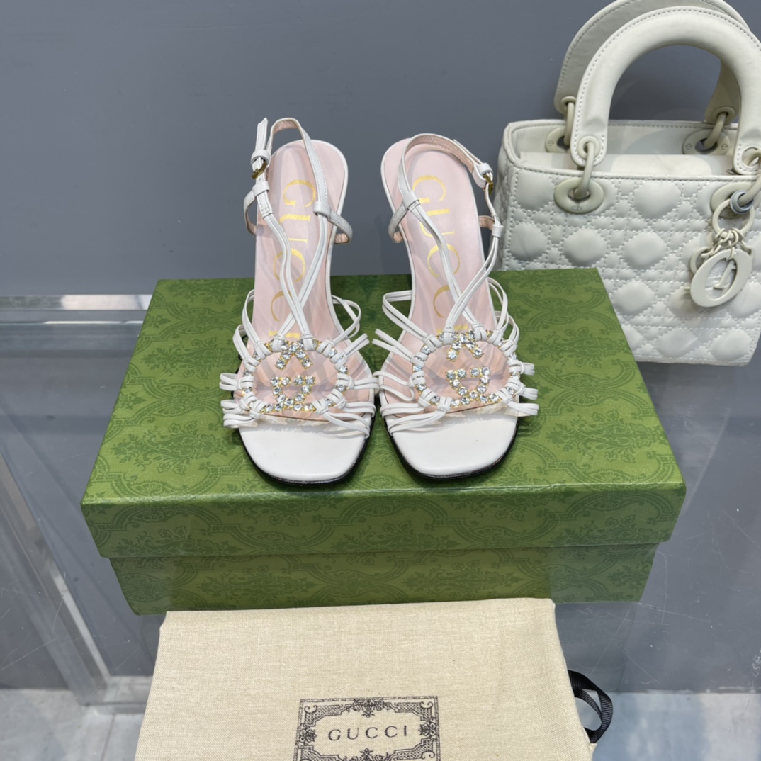 TOP GUCCI Lsa Diamond Sandals  - White