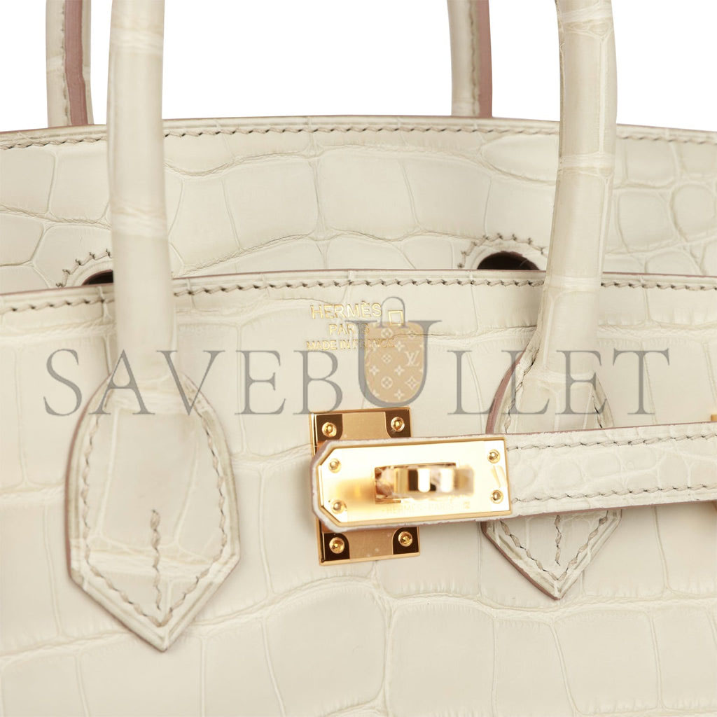 HERMES BIRKIN 25 MATTE ALLIGATOR GOLD HARDWARE (25*20*13cm)