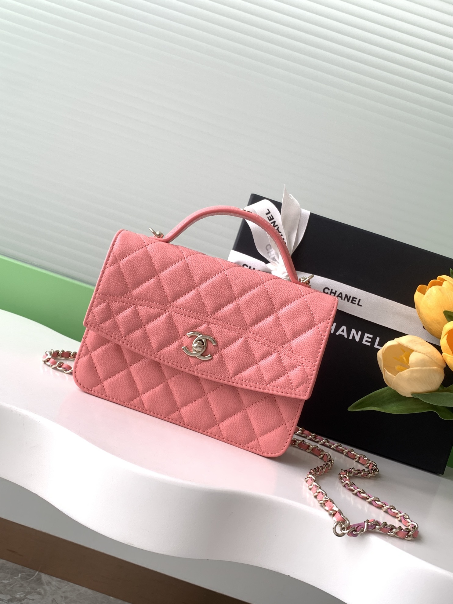 TOP CHANEL Logo Handle Backpack 14x18x3cm - 3 Colors
