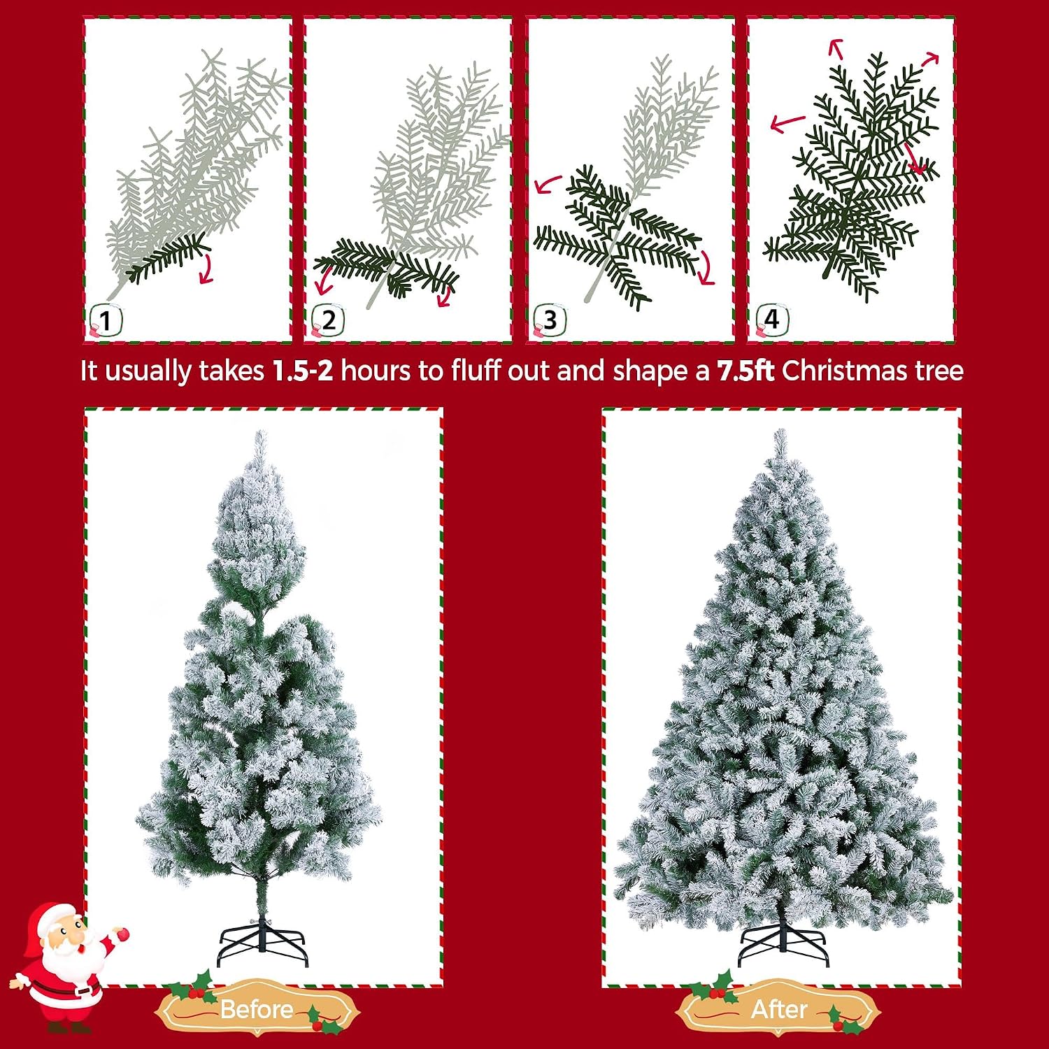 Yaheetech Pre-Lit Snow Flocked Artificial Christmas Tree, 1750 Lights