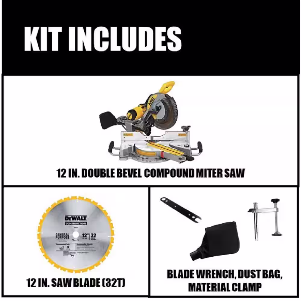 15 Amp Corded 12 in. Double Bevel Sliding Compound Miter Saw, Blade Wrench and Material Clamp