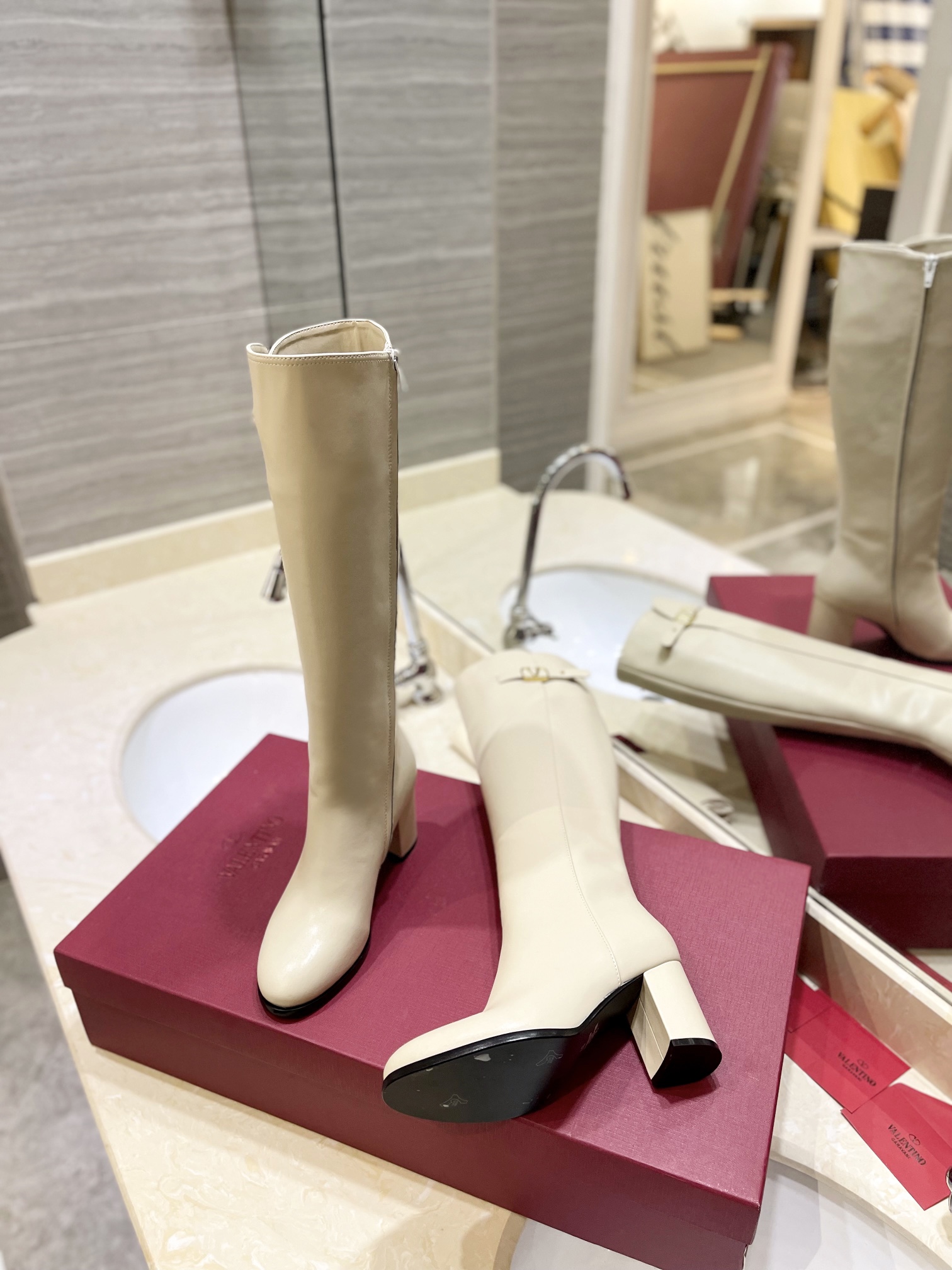 TOP VALENTINO 8cm High Heel Long Boots  - 3 Color
