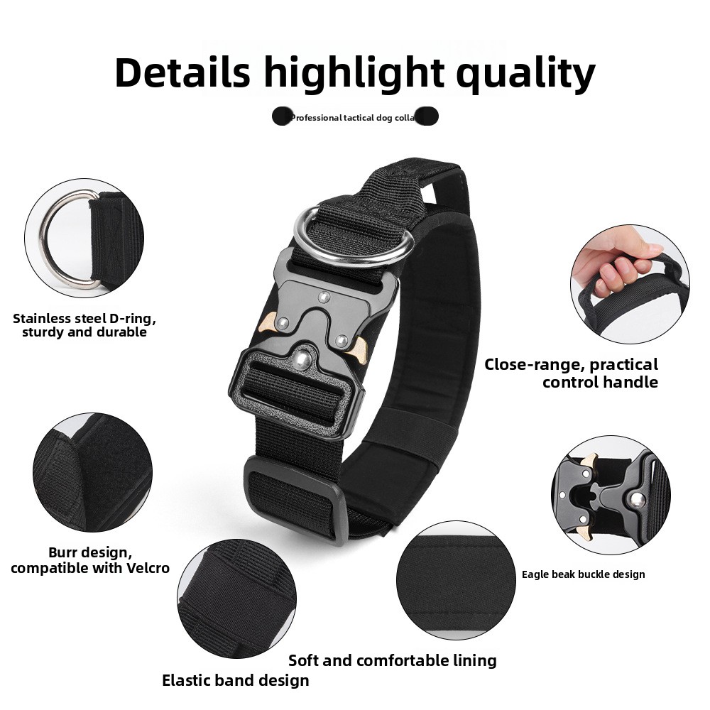 New dog collar: bite-resistant, waterproof, tactical dog collar, adjustable pet tactical collar, dog leash - PawPro UK