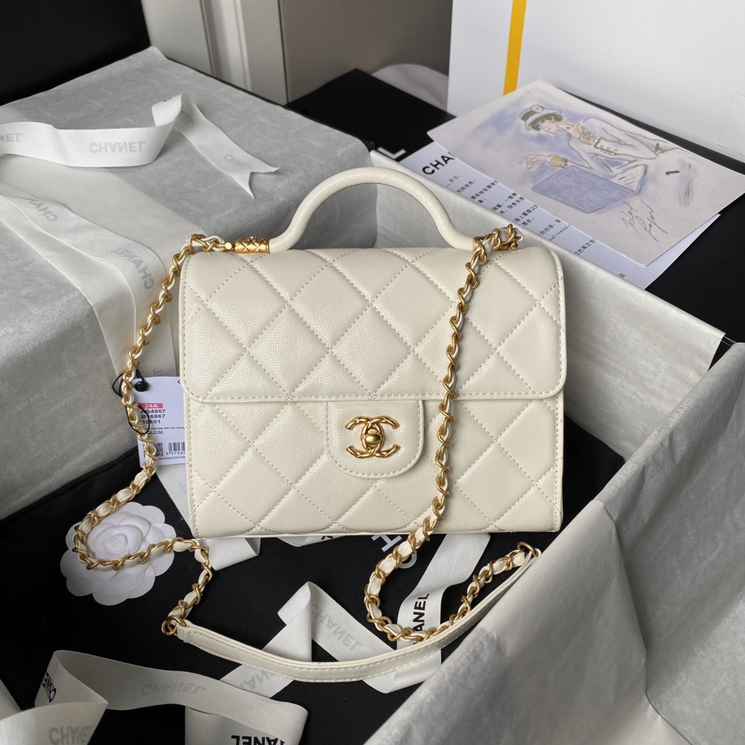 TOP CHANEL Flap Bag with Top Handle 17x21x8.5cm - 3 Color