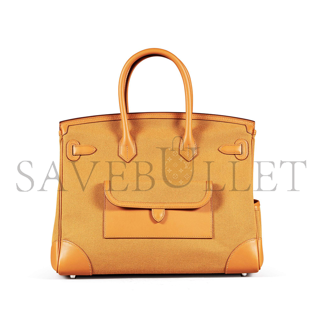 HERMES BIRKIN 35 CANVAS AND SWIFT LEATHER SESAME SILVER BUCKLE H079238CKVA (35*25*18cm)