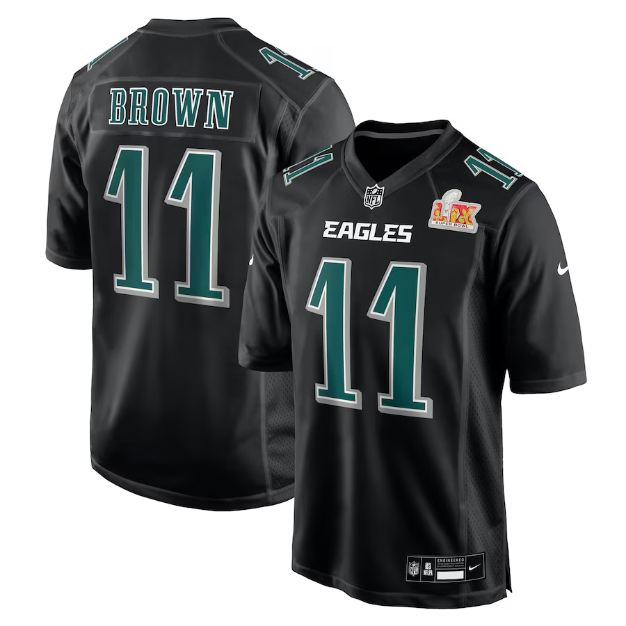 Philadelphia Eagles A.J. Brown Carbon Black Super Bowl LIX Fashion Game  Jersey