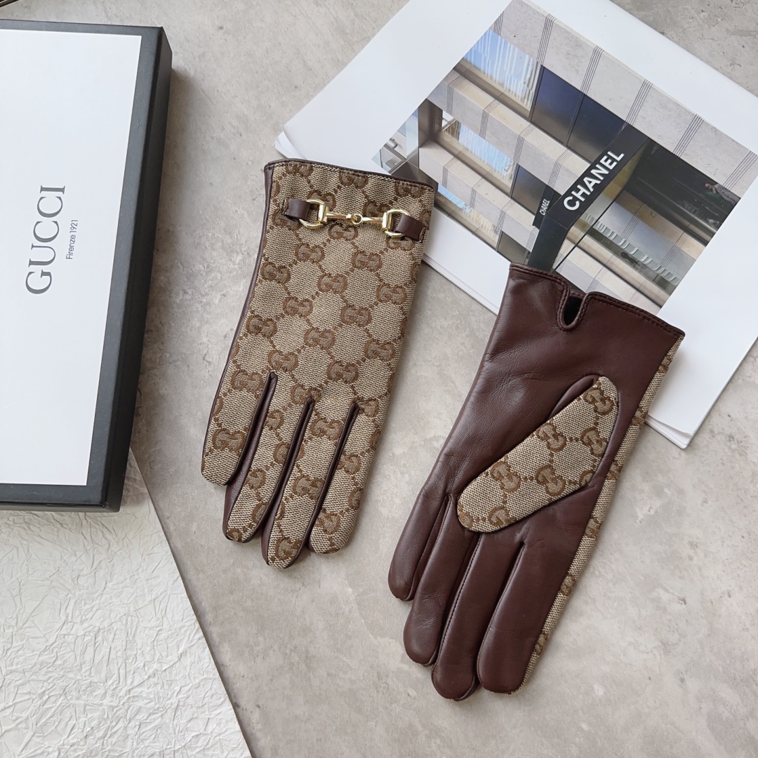TOP GUCCI Ladies New High-end Sheepskin Gloves