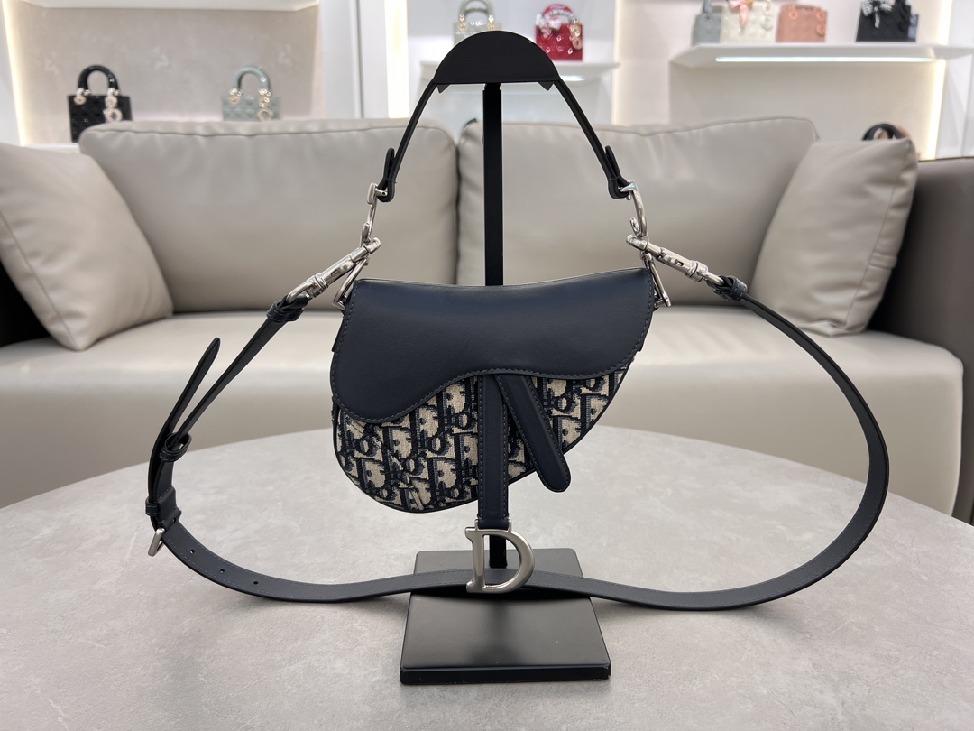 TOP Christian Dior Saddle Bag Oblique Printed + Calfskin 17x5x15cm - 2 Color