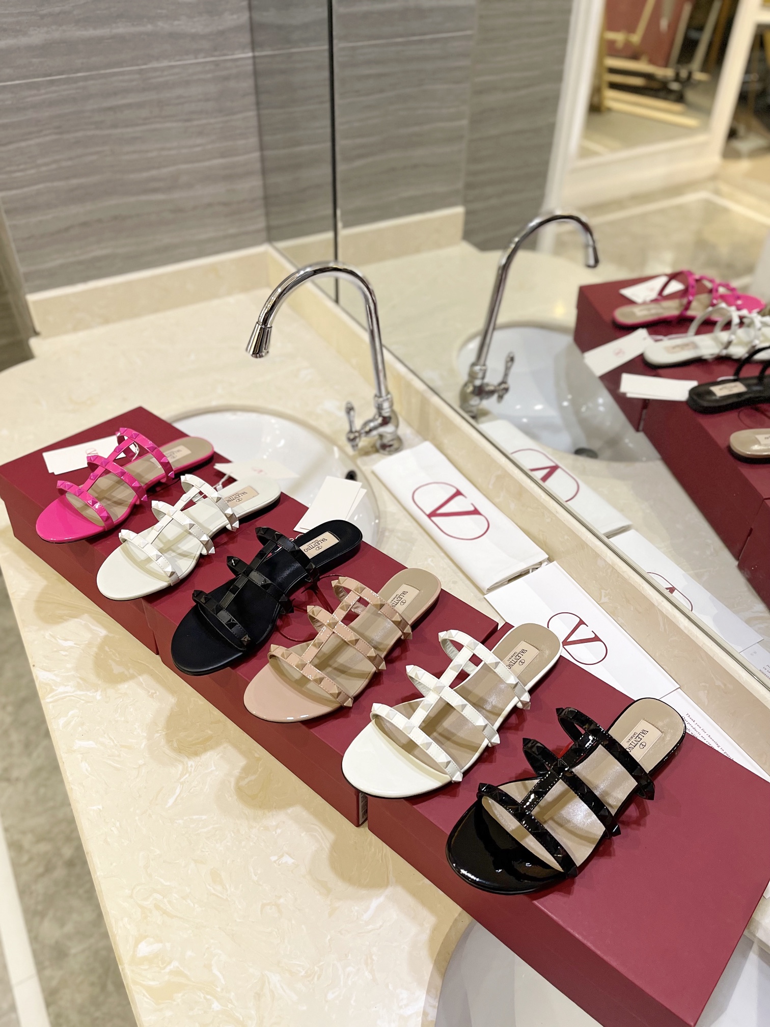 TOP VALENTINO Slippers with Mini Rivets  - 6 Color