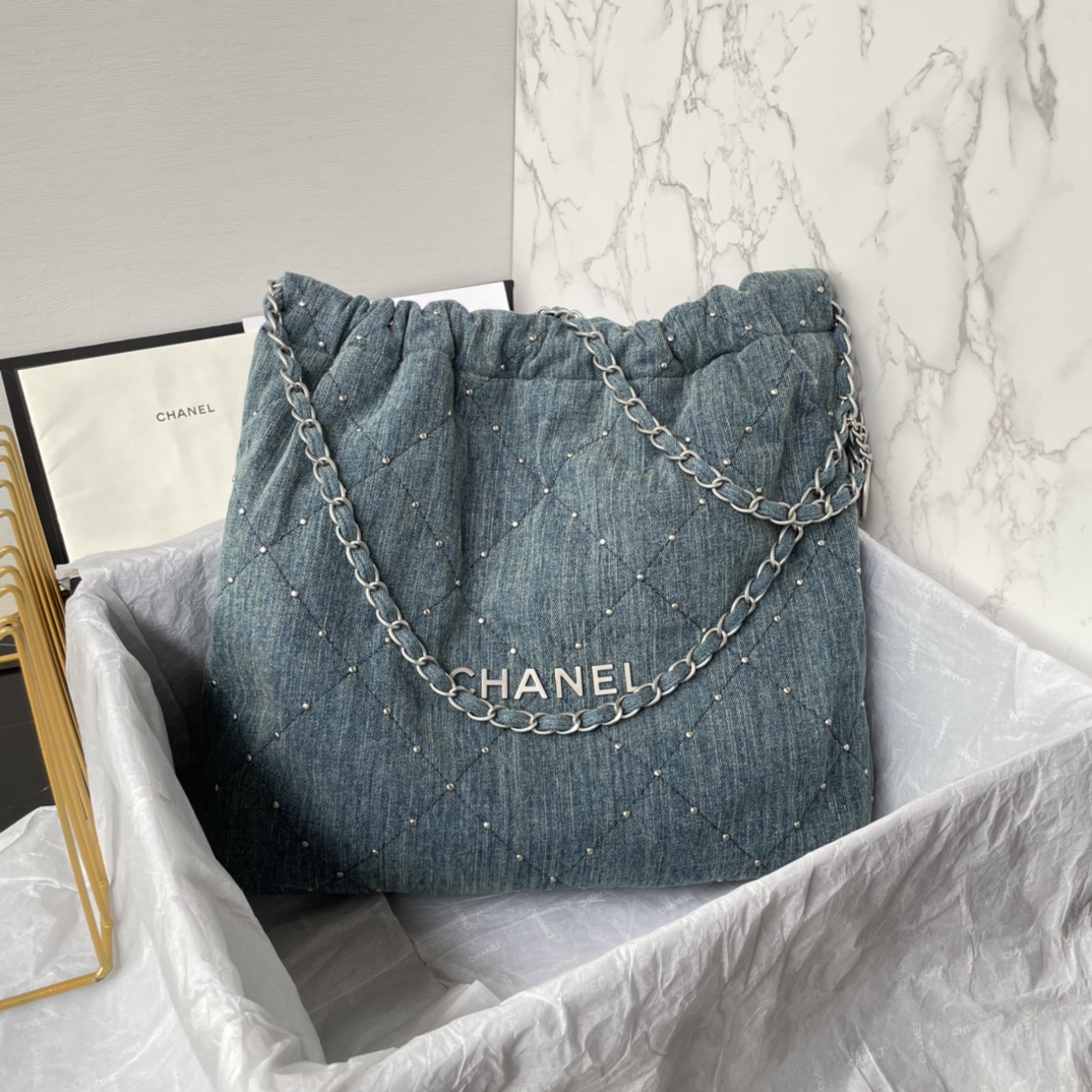 TOP CHANEL Rivet denim 22 Bags 19x20x6cm/35x37x7cm/39x42x8cm - Denim