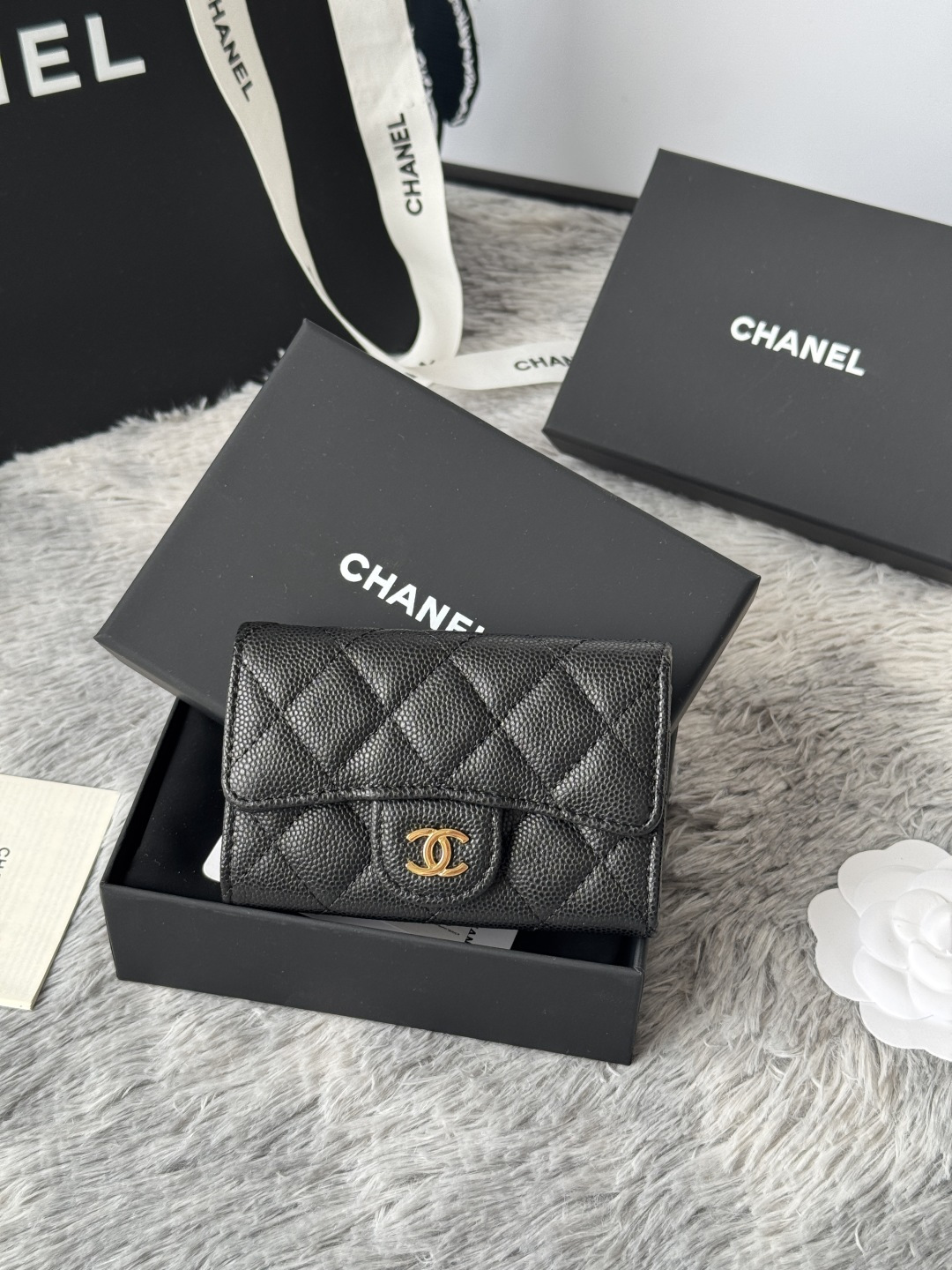 TOP CHANEL Card Holder Lambskin/Calfskin 11x8.5x3cm - Black