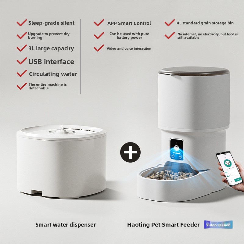 Smart Pet Automatic Feeder 4L Large Capacity Mobile Phone WiFi Interactive Cat Automatic Feeder Pet Supplies - PawPro UK