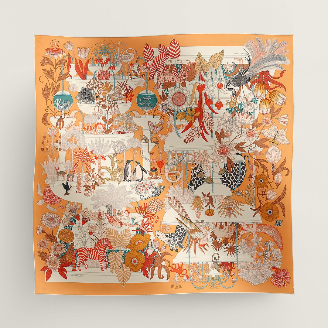 TOP HERMES Wonderland Mulberry Silk Scarf 90cm×90cm - 3 Colors