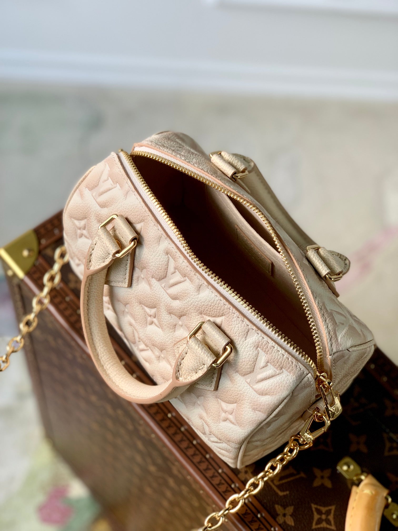 TOP Louis Vuitton LV  Speedy 20 Empreinte Stardust 20x13.5x12cm - Beige Clair