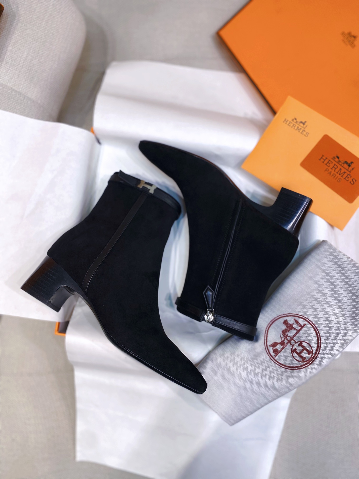 TOP HERMES Hommage 5cm Mid Heel Cowhide Boots - 3 Color