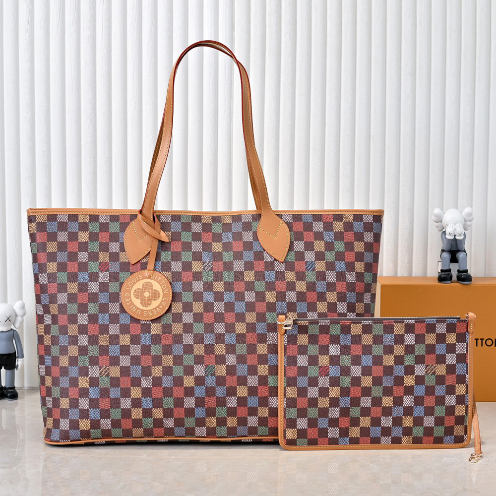 Louis Vuitton Neverfull Coated Canvas Tote Bag (10A Mirror Version)