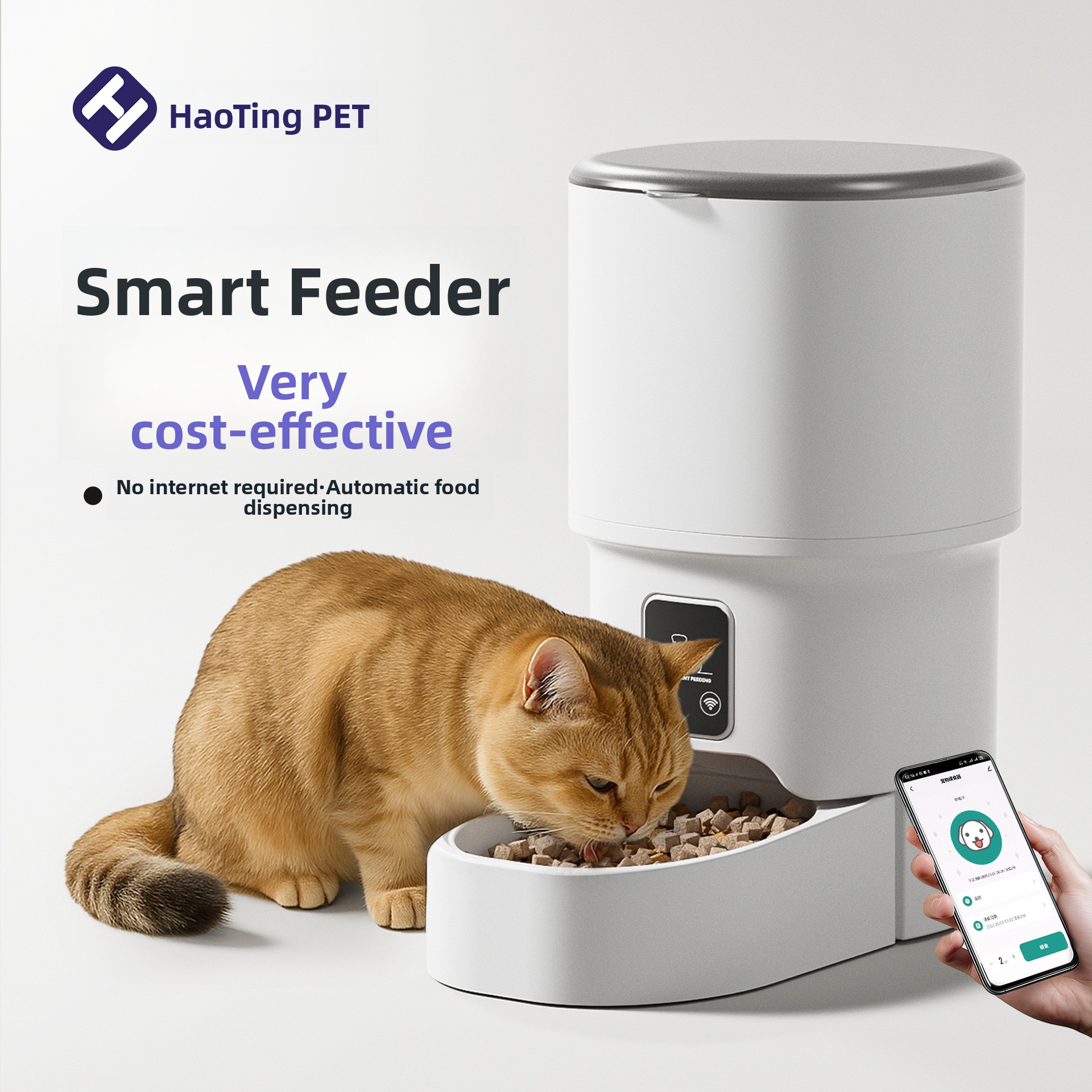 Smart Pet Automatic Feeder 4L Large Capacity Mobile Phone WiFi Interactive Cat Automatic Feeder Pet Supplies - PawPro UK