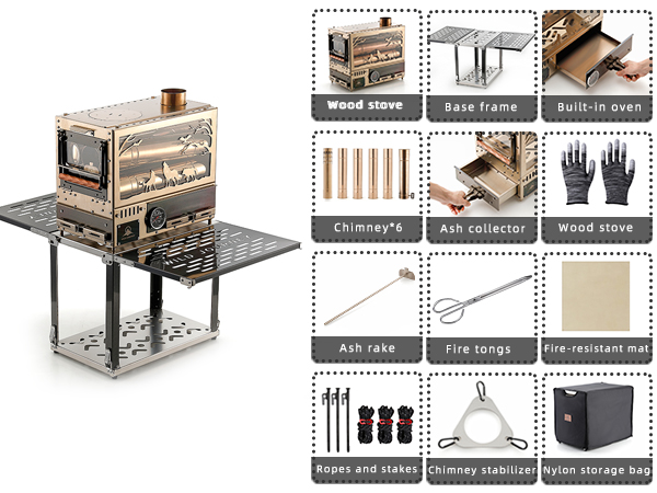 M8  Rose Gold Tent Wood Stove