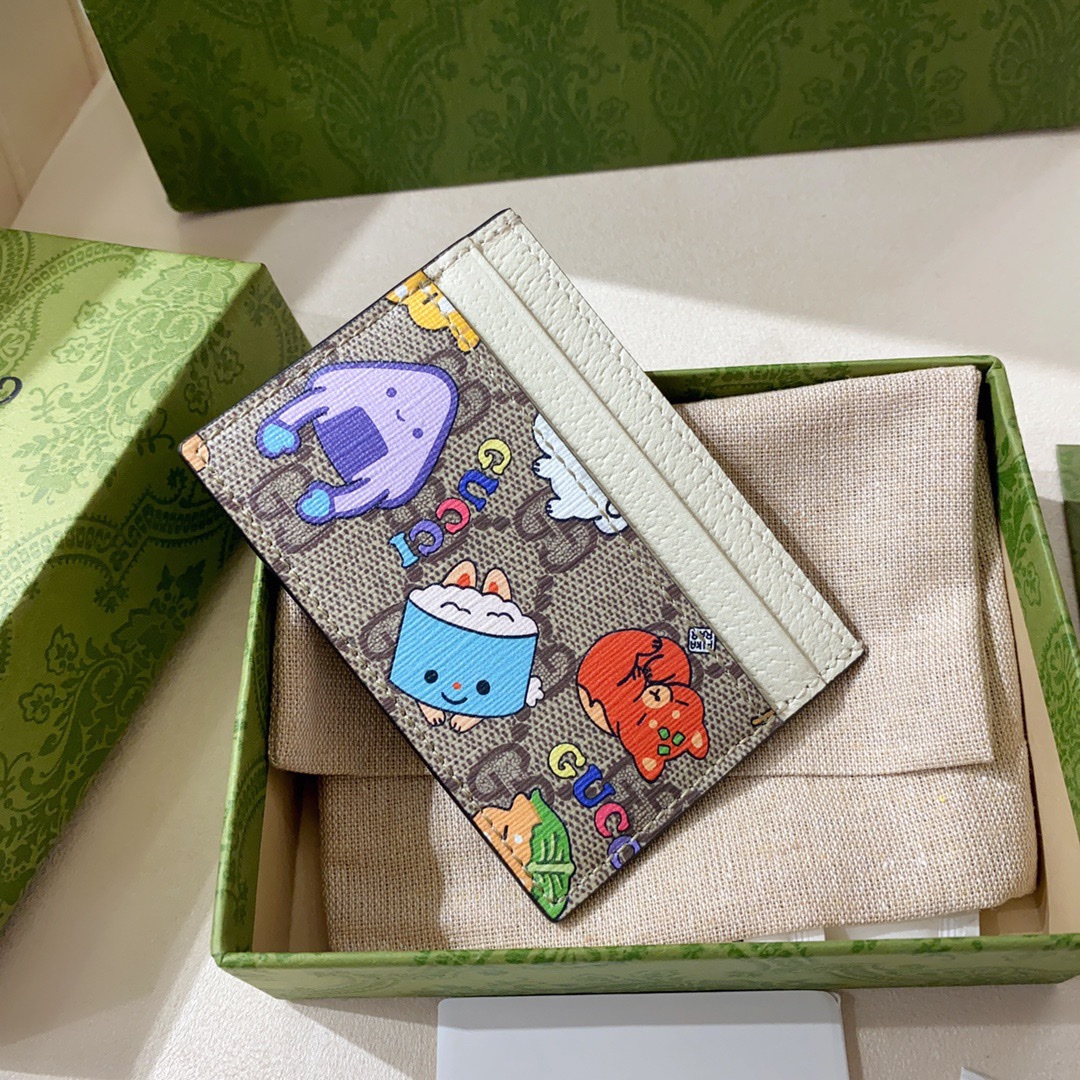 TOP GUCCI  𝗸𝗮𝘄𝗮𝗶𝗶 Printed Card Case Wallet 11 x 8.5 x 3 cm