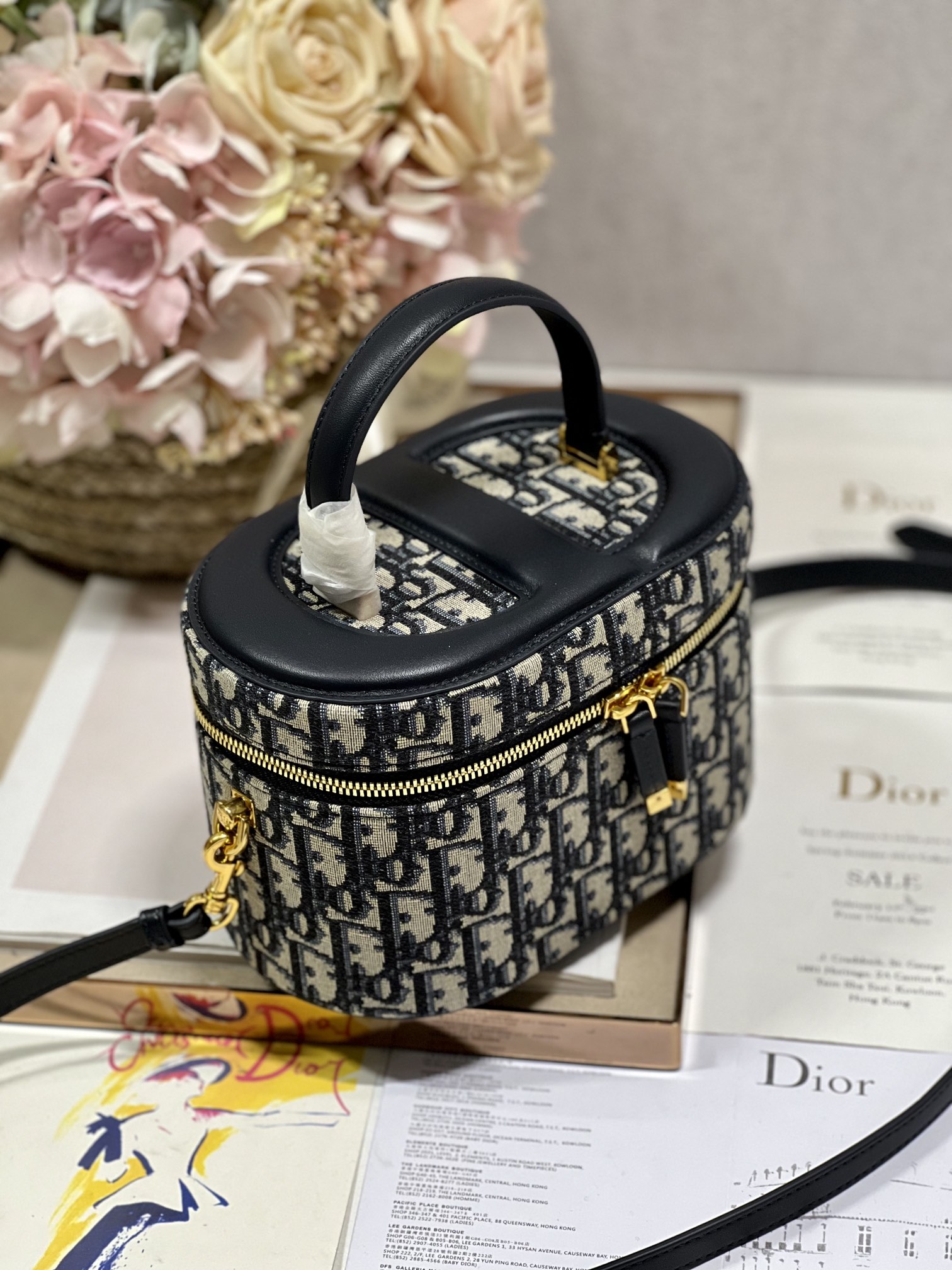 TOP Christian Dior Small blue D Cosmetic Box Bag 20*12*14cm - Blue