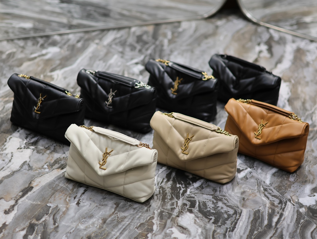 TOP Yves Saint Laurent YSL LouLou Puffer Double Chains Bag Small - 7 Colors