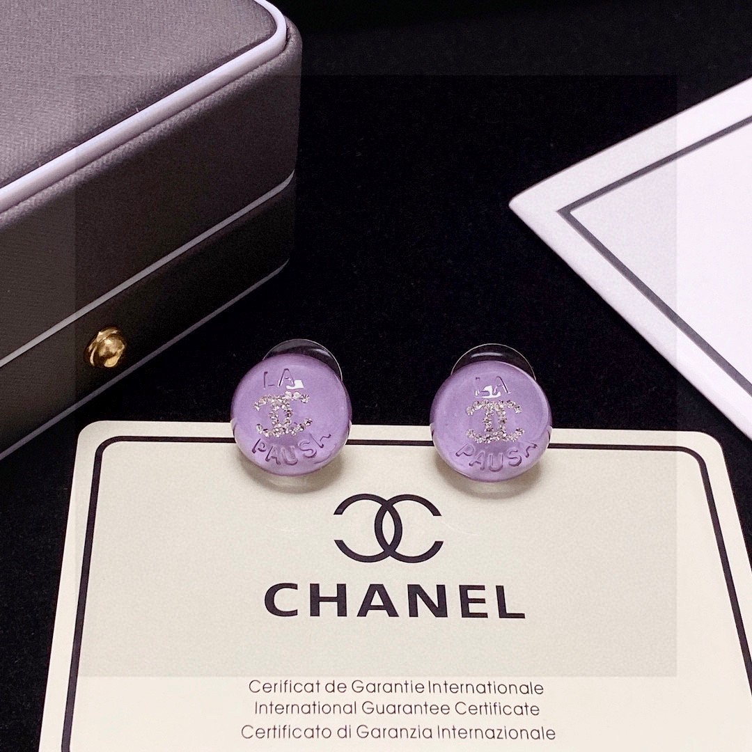 TOP CHANEL CC Earrings-Purple