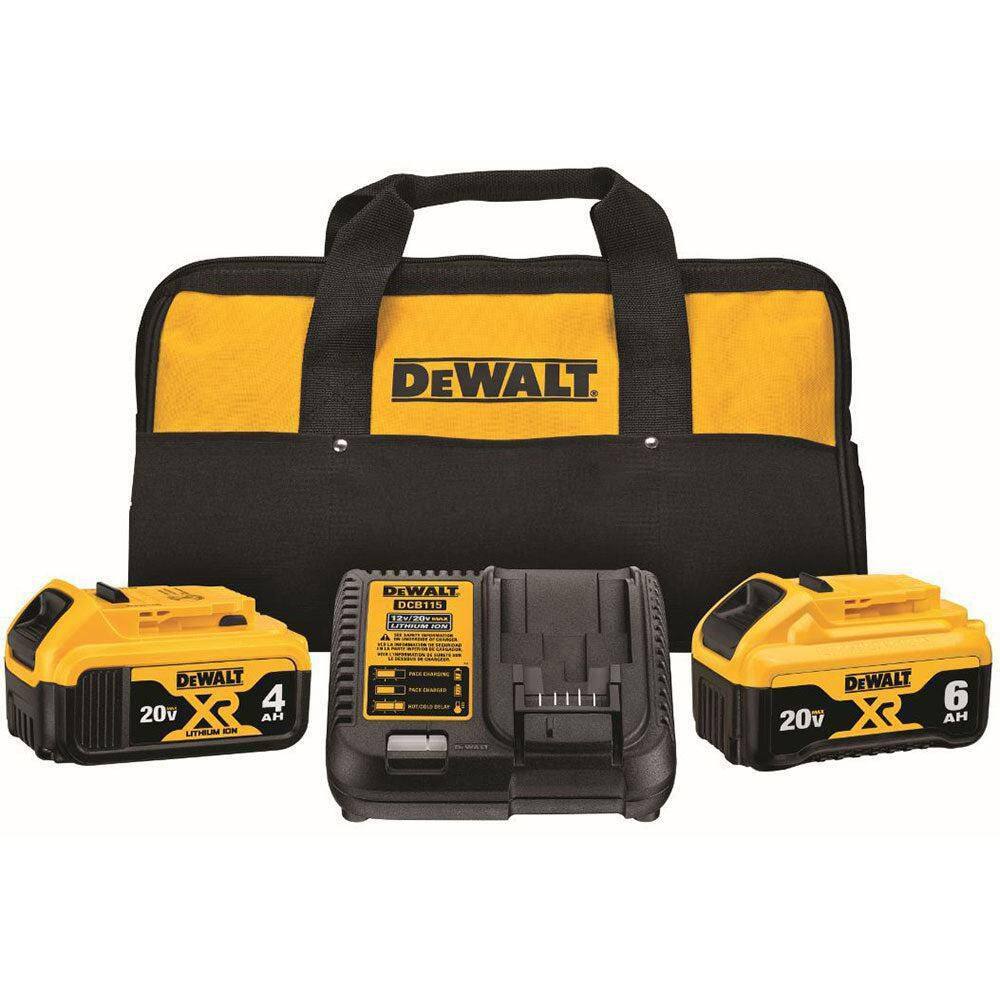 20V MAX 125 MPH 450 CFM Cordless Battery Powered Handheld Leaf Blower Kit with 6Ah and 4Ah Batteries, Charger and Bag