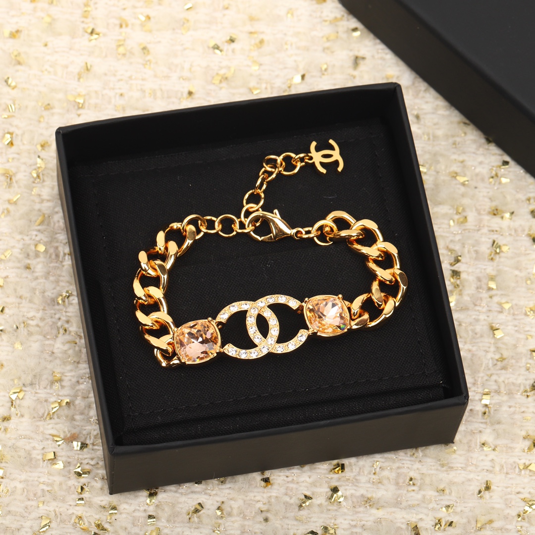 TOP CHANEL Drill Chain Bracelet - Gold