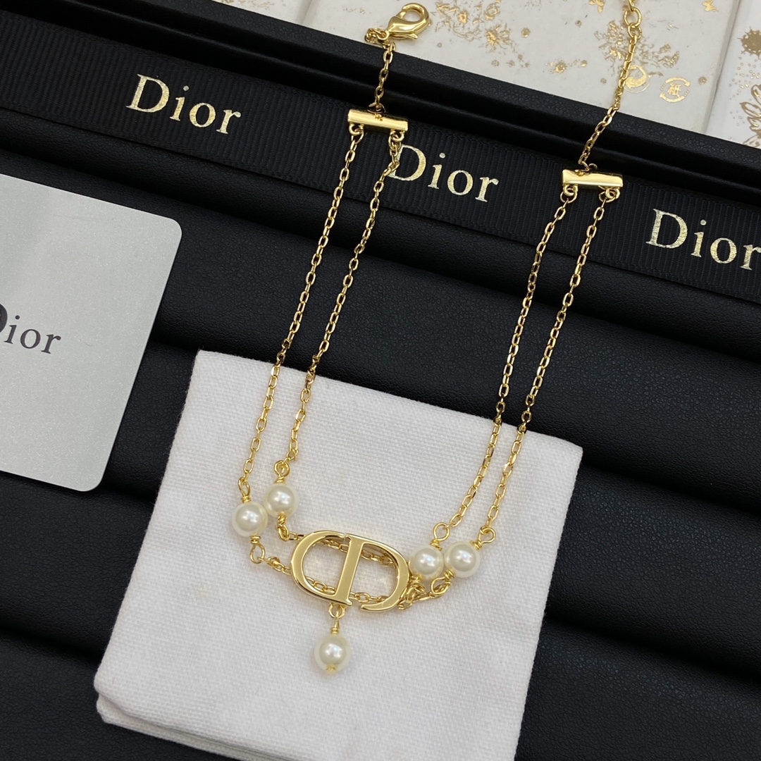 TOP Christian Dior Bracelet + Necklace - Gold