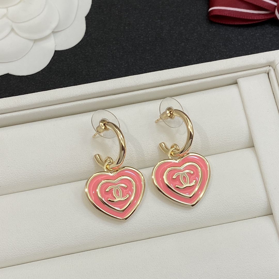 TOP CHANEL CC Heart Earrings-2 Colors