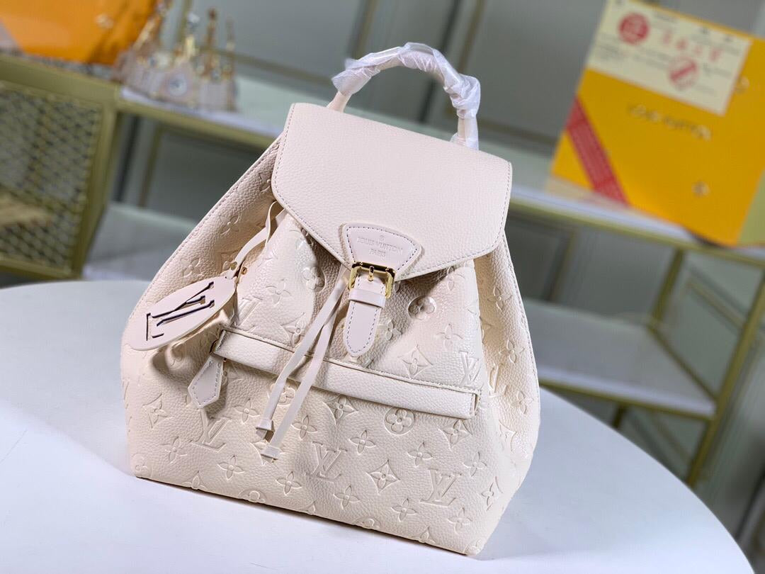 TOP Louis Vuitton LV Montsouris Backpack Empreinte PM 27.5 x 33.0 x 14.0cm- WHITE