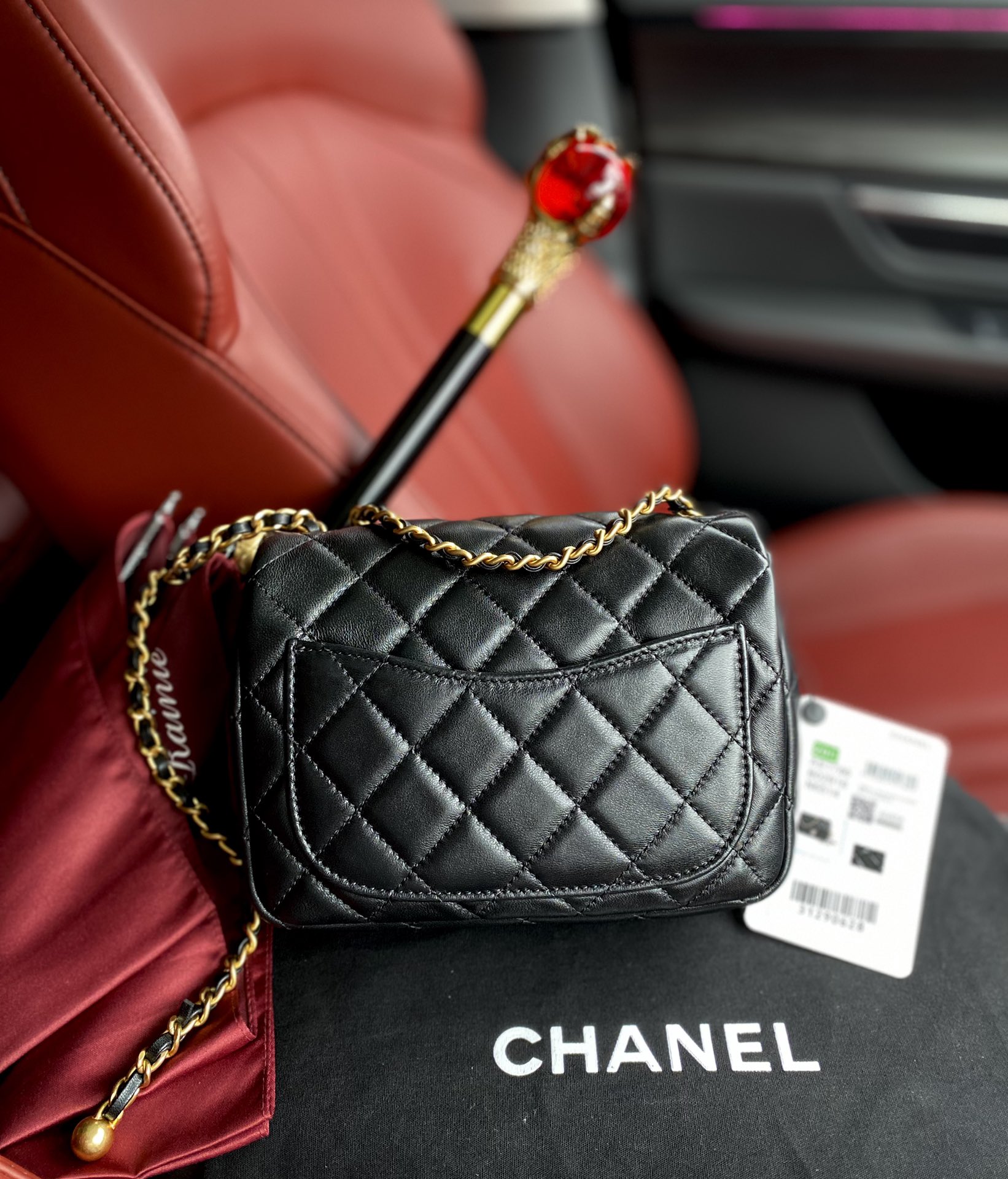 TOP CHANEL Classic Flap Bag Gold Ball 13*18*7cm - Black/White