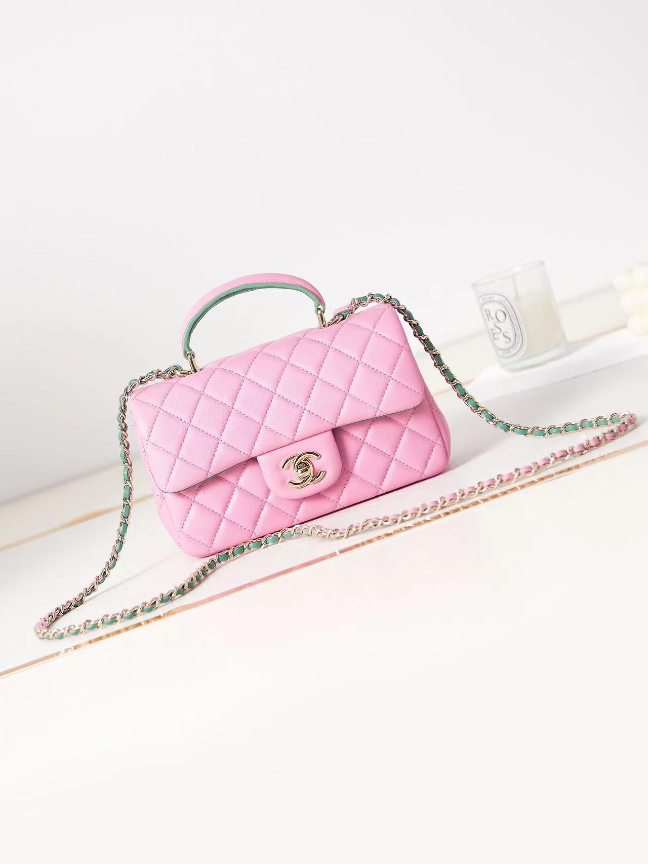 TOP CHANEL CoCo Handle Bag  20cm - Pink & GHW