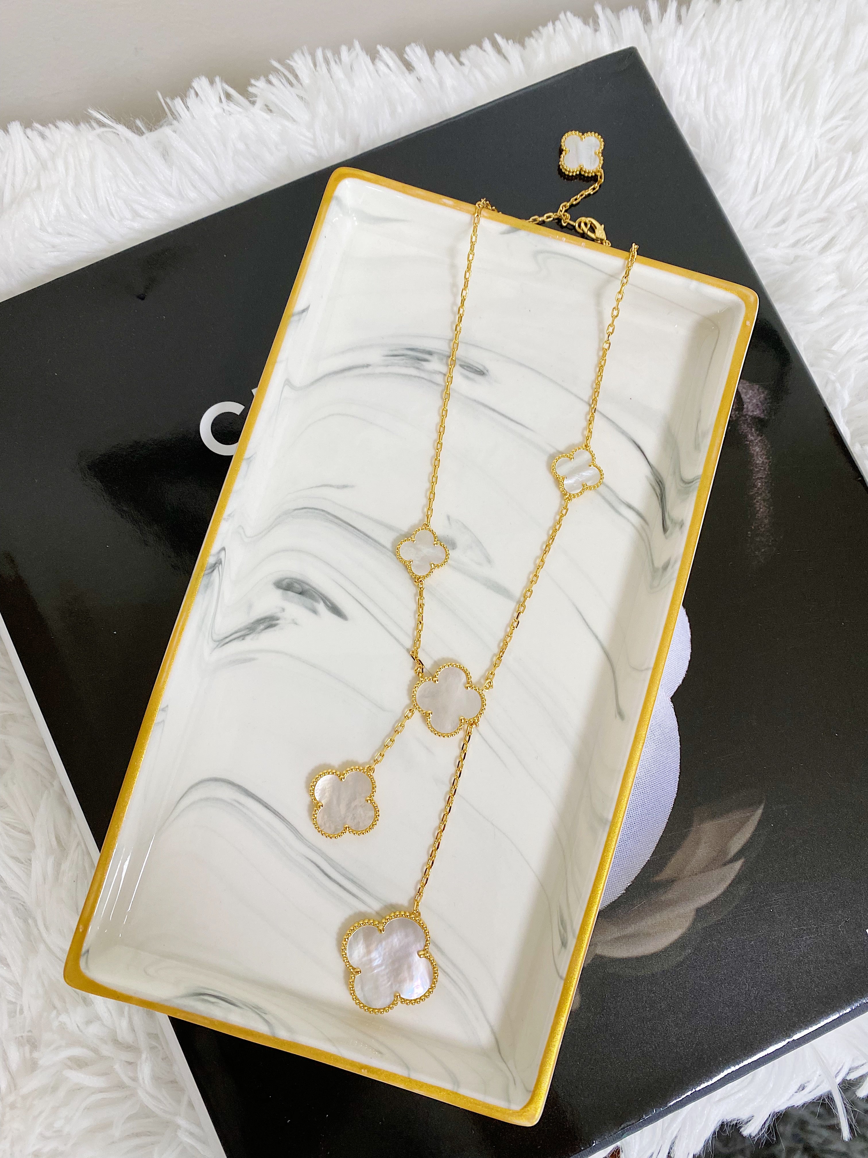TOP Van Cleef & Arpels VCA Magic Alhambra Necklace Multi Sizes Mixed Drops - White Pearl