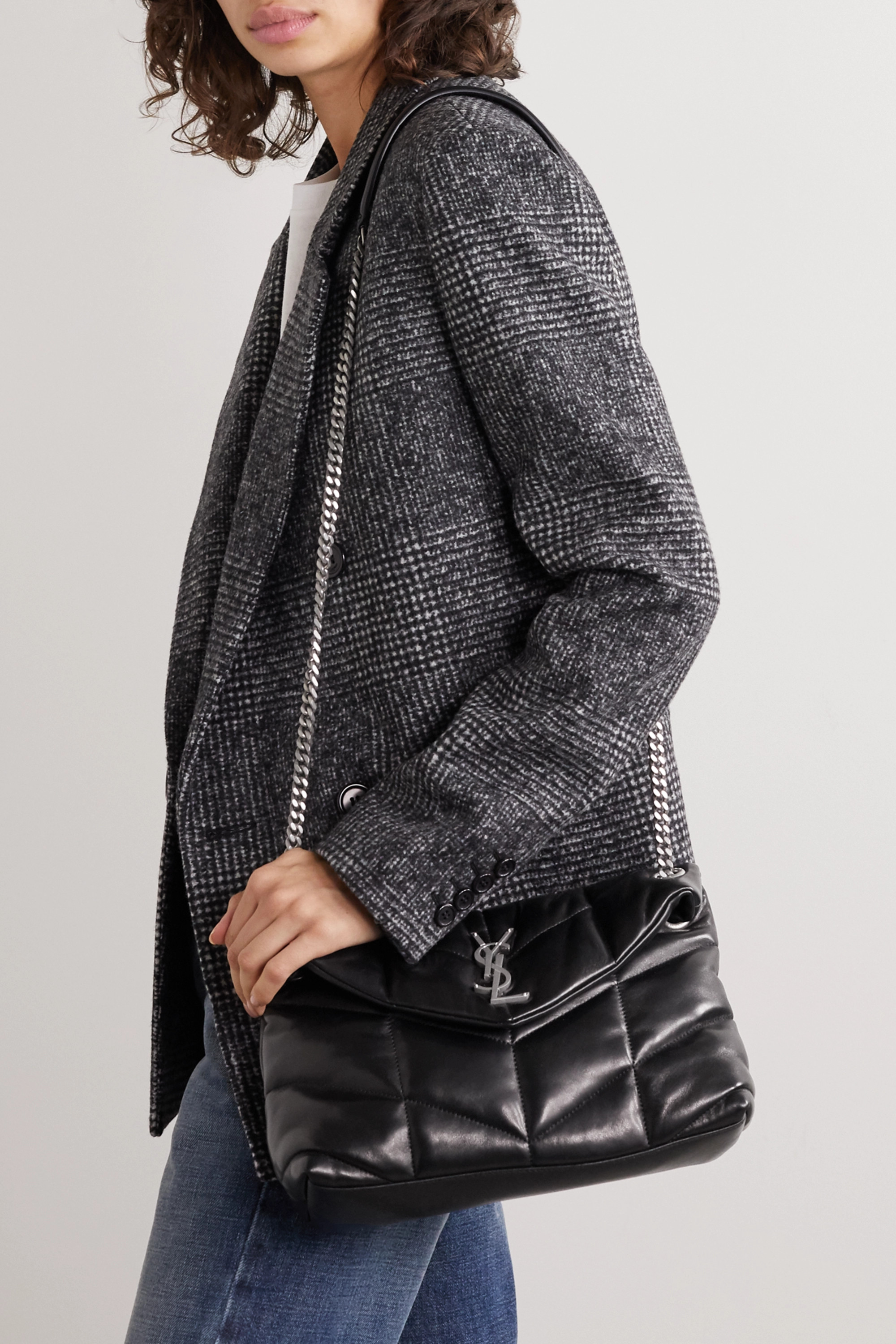 SAINT LAURENT Loulou Puffer small quilted leather shoulder bag black